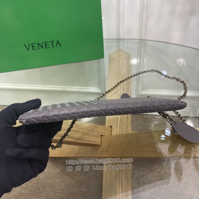 Bottega veneta高端女包 98036灰色 寶緹嘉薄款鏈條包 BV經典款胎牛皮手工編織鏈條女包  gxz1343